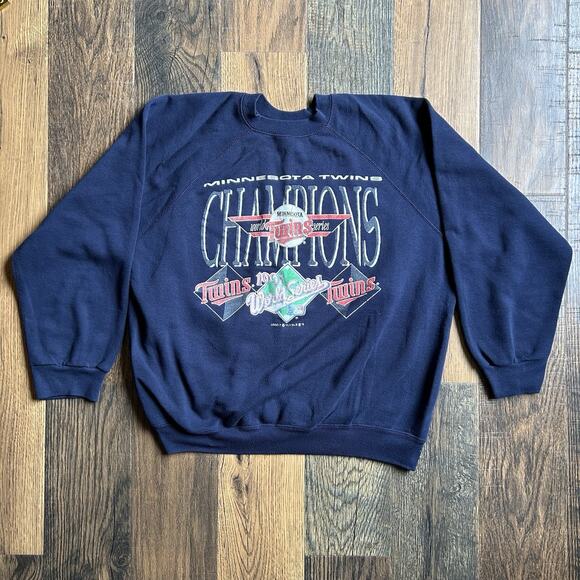 VTG 1991 Minnesota Twins World Series Champions Sweatshirt XL Tultex Logo 7 - Picture 1 of 5